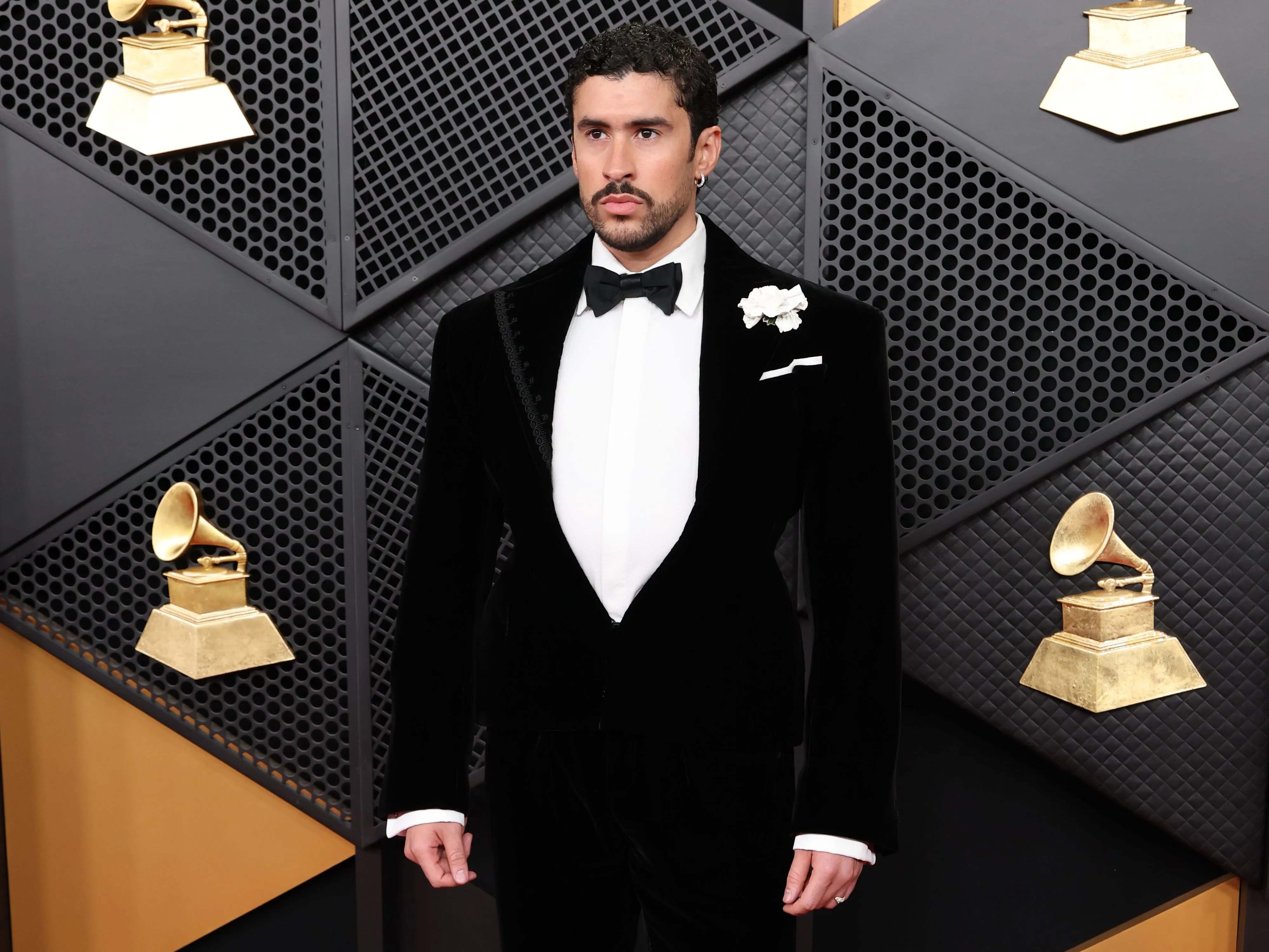Bad Bunny Makes Menswear History in Schiaparelli at the Grammys